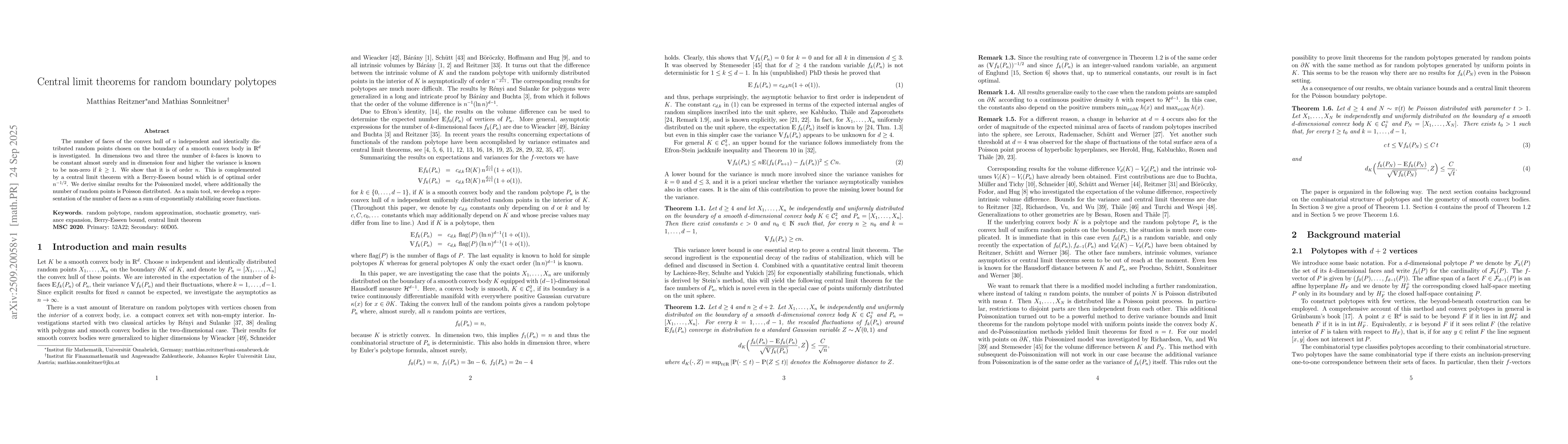 Thumbnail for Central limit theorems for random boundary polytopes