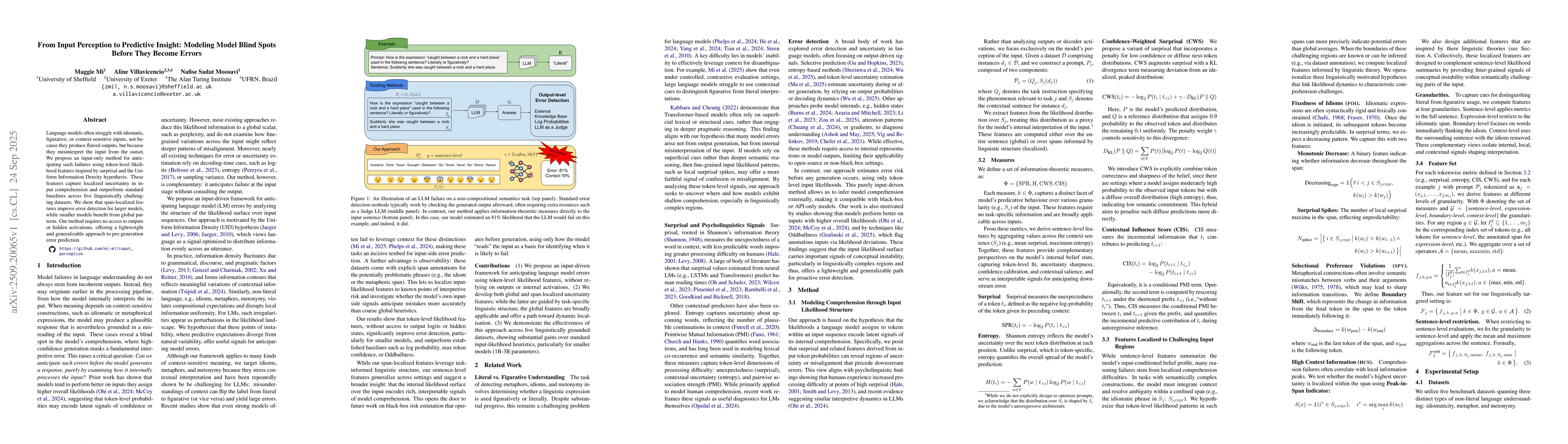 Thumbnail for From Input Perception to Predictive Insight: Modeling Model Blind Spots
  Before They Become Errors