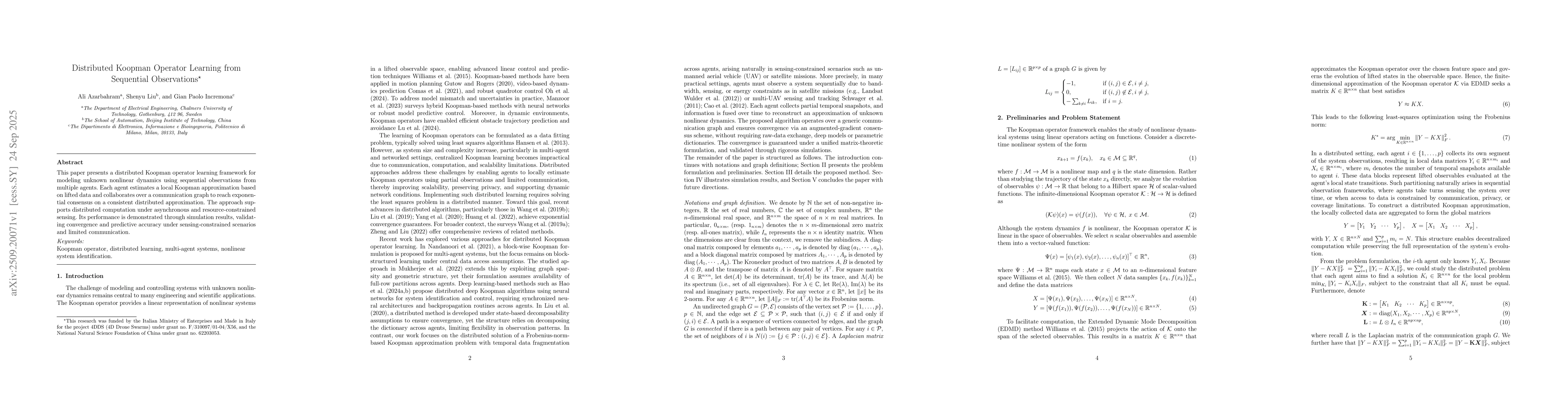 Thumbnail for Distributed Koopman Operator Learning from Sequential Observations
