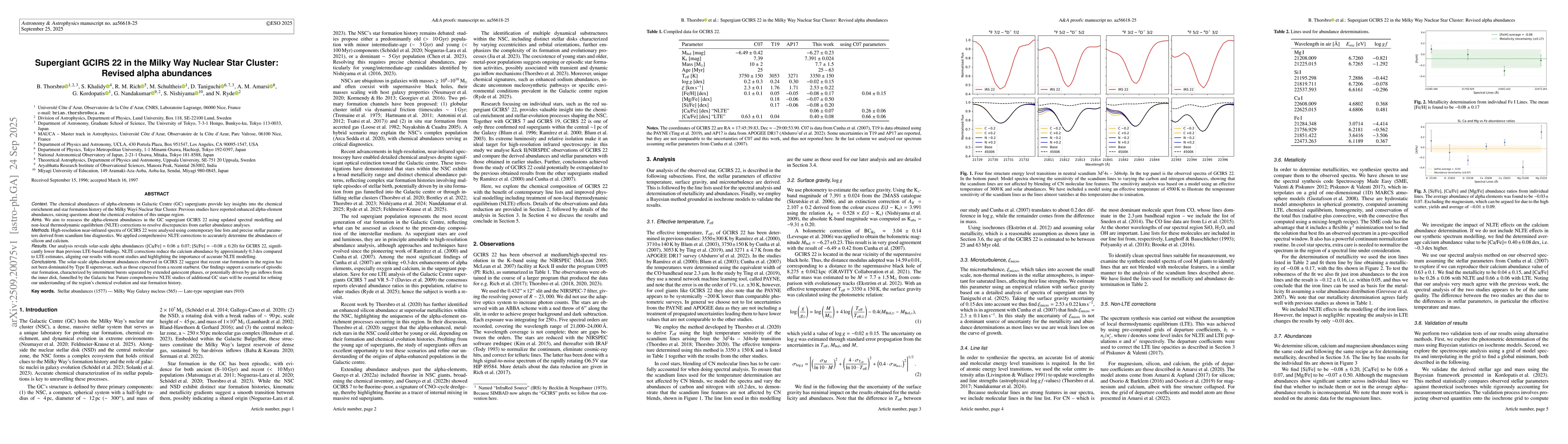 Thumbnail for Supergiant GCIRS 22 in the Milky Way Nuclear Star Cluster: Revised alpha
  abundances