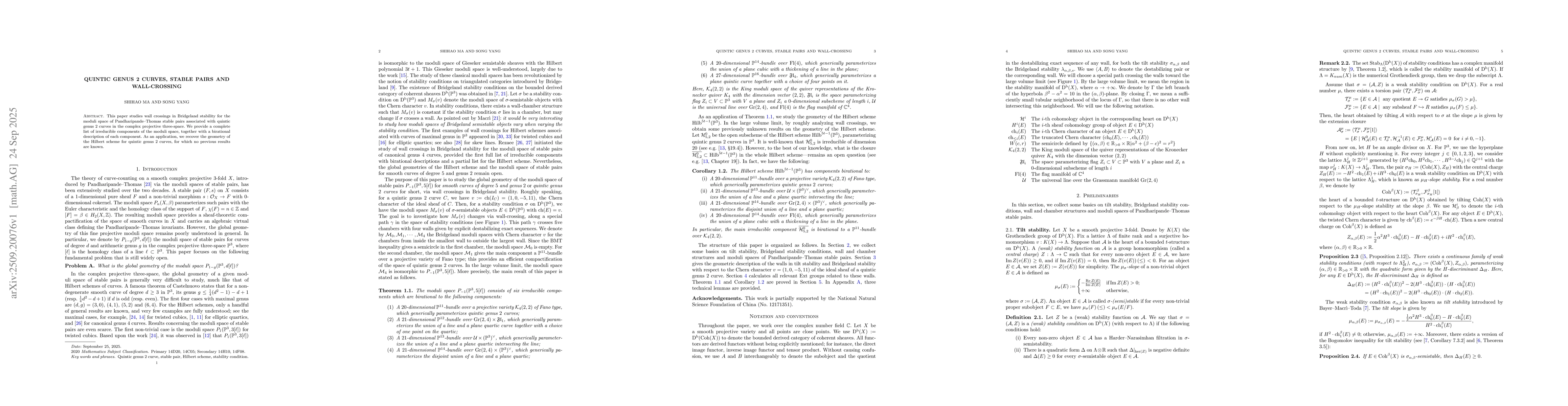 Thumbnail for Quintic genus 2 curves, stable pairs and wall-crossing