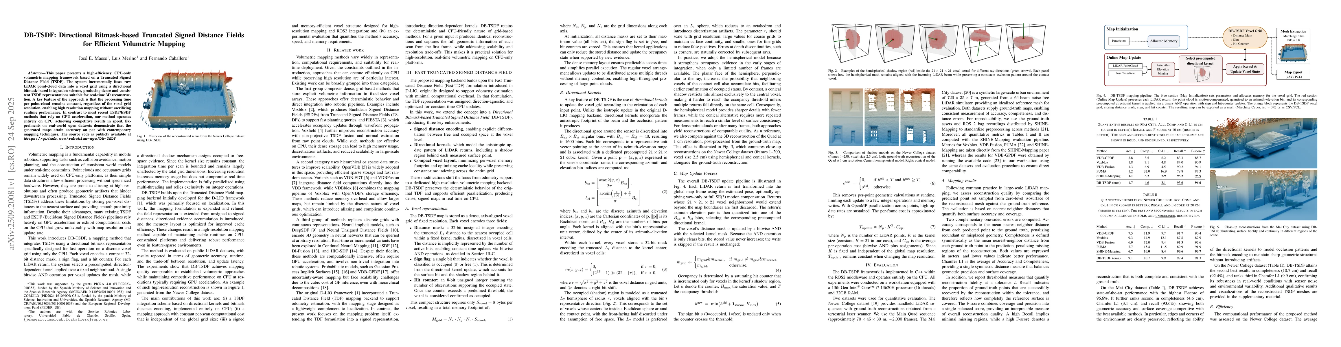 Thumbnail for DB-TSDF: Directional Bitmask-based Truncated Signed Distance Fields for
  Efficient Volumetric Mapping