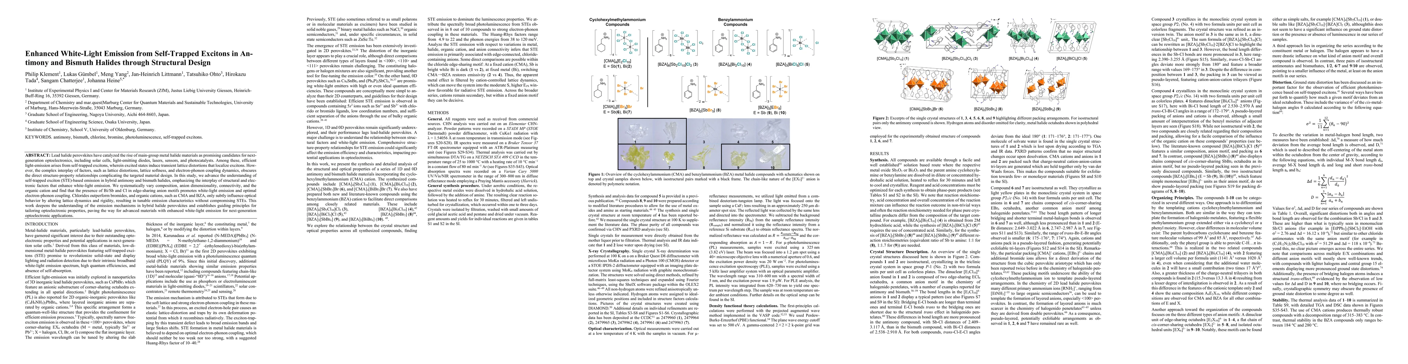 Thumbnail for Enhanced White-Light Emission from Self-Trapped Excitons in Antimony and
  Bismuth Halides through Structural Design