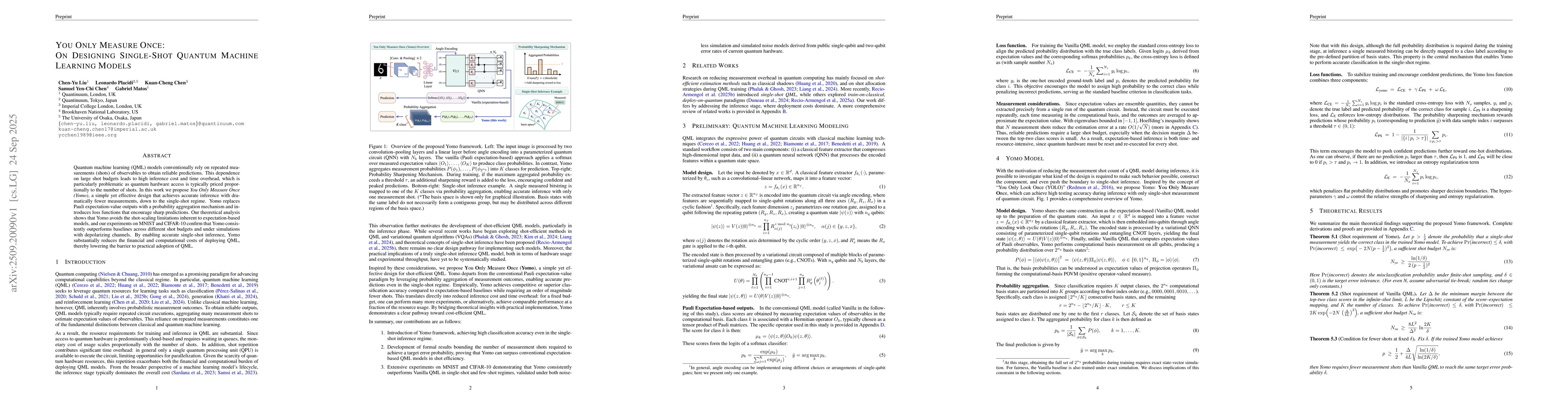 Thumbnail for You Only Measure Once: On Designing Single-Shot Quantum Machine Learning
  Models