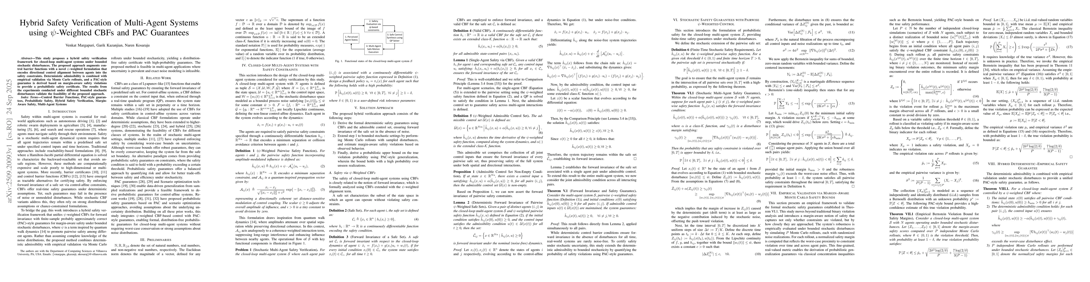 Thumbnail for Hybrid Safety Verification of Multi-Agent Systems using $ψ$-Weighted
  CBFs and PAC Guarantees