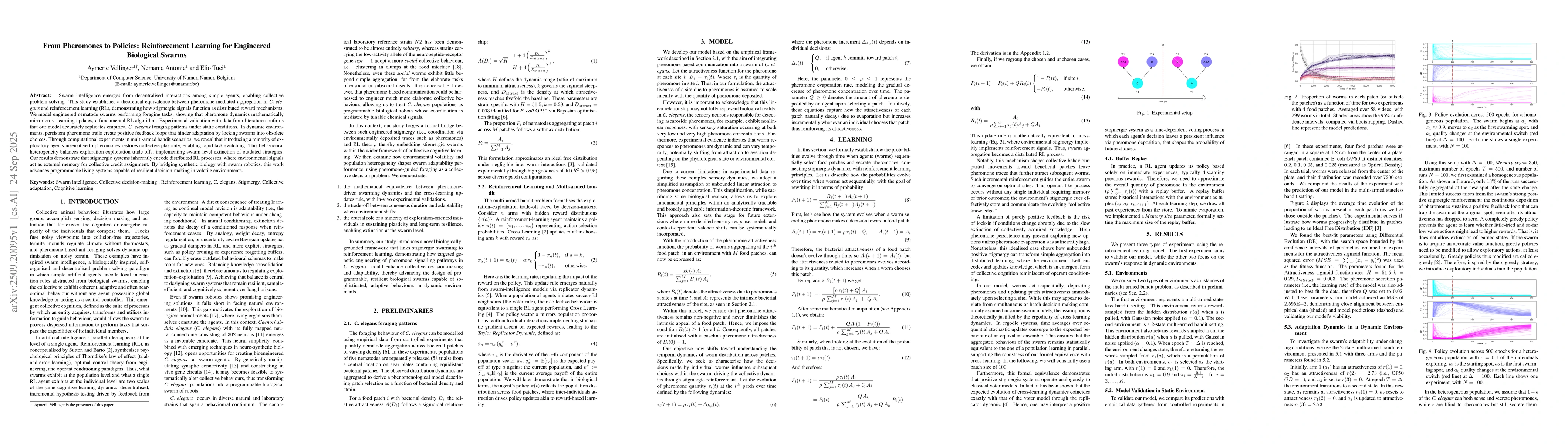 Thumbnail for From Pheromones to Policies: Reinforcement Learning for Engineered
  Biological Swarms