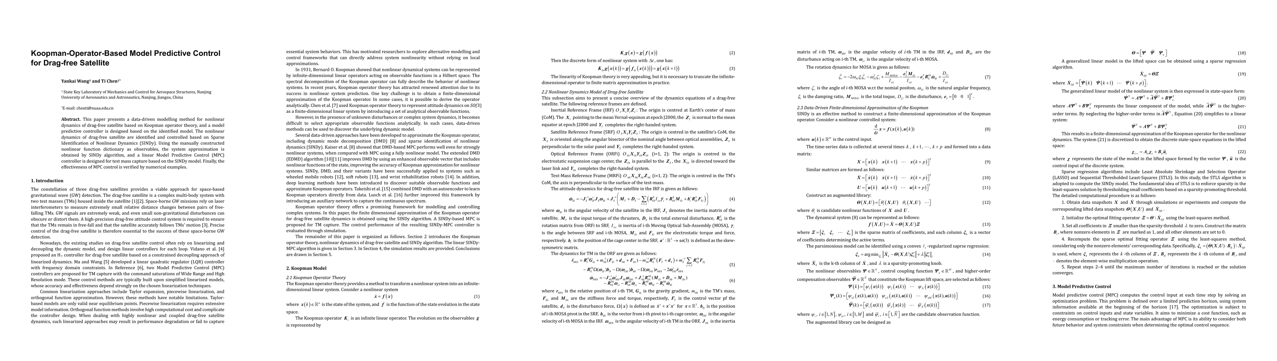 Thumbnail for Koopman-Operator-Based Model Predictive Control for Drag-free Satellite