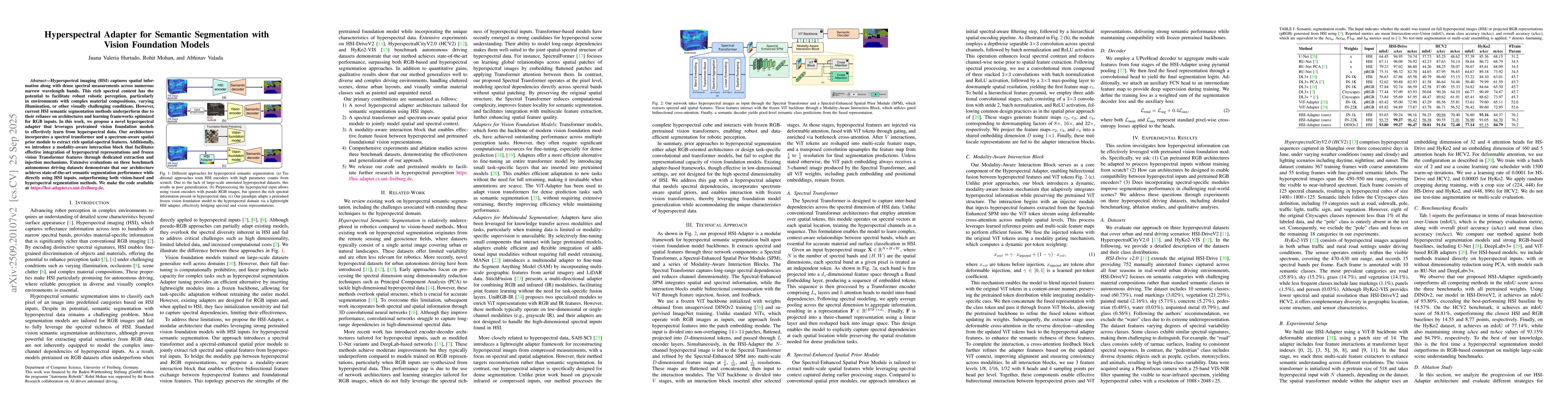 Thumbnail for Hyperspectral Adapter for Semantic Segmentation with Vision Foundation
  Models