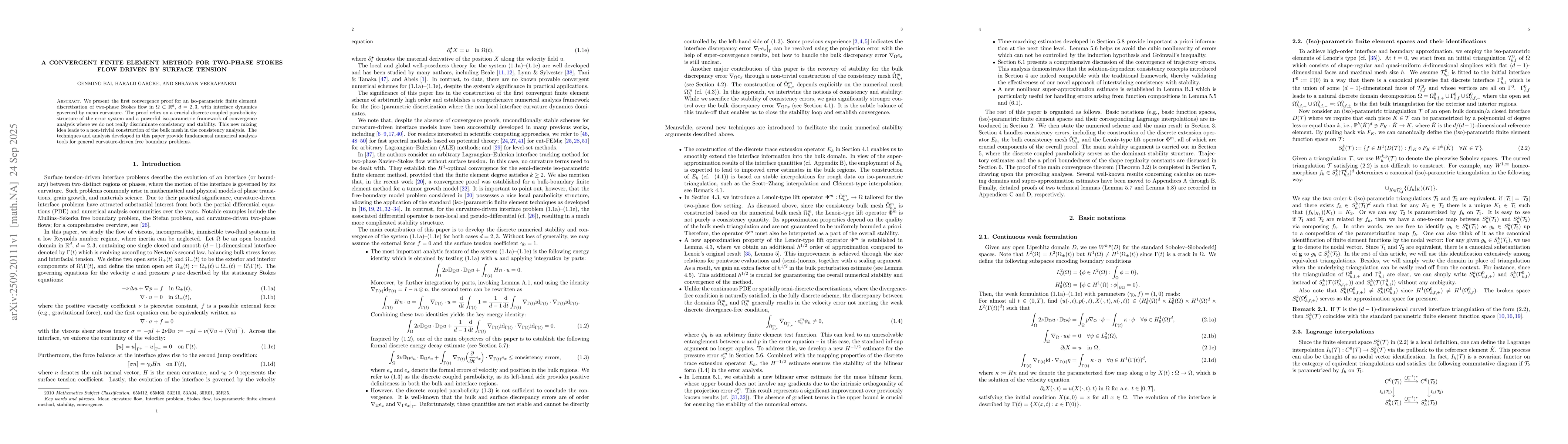 Thumbnail for A convergent finite element method for two-phase Stokes flow driven by
  surface tension