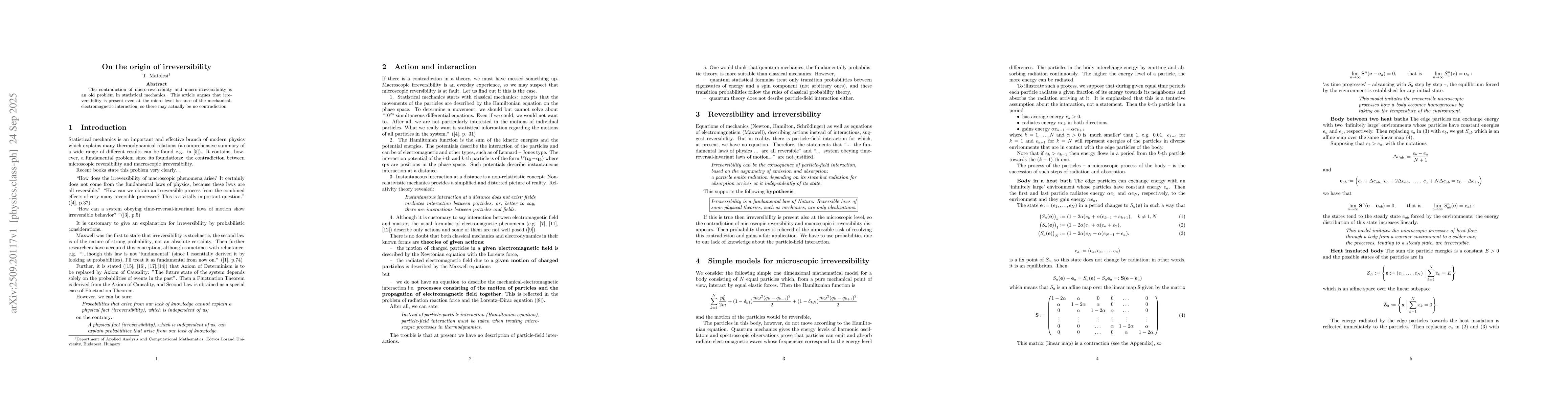 Thumbnail for On the origin of irreversibility