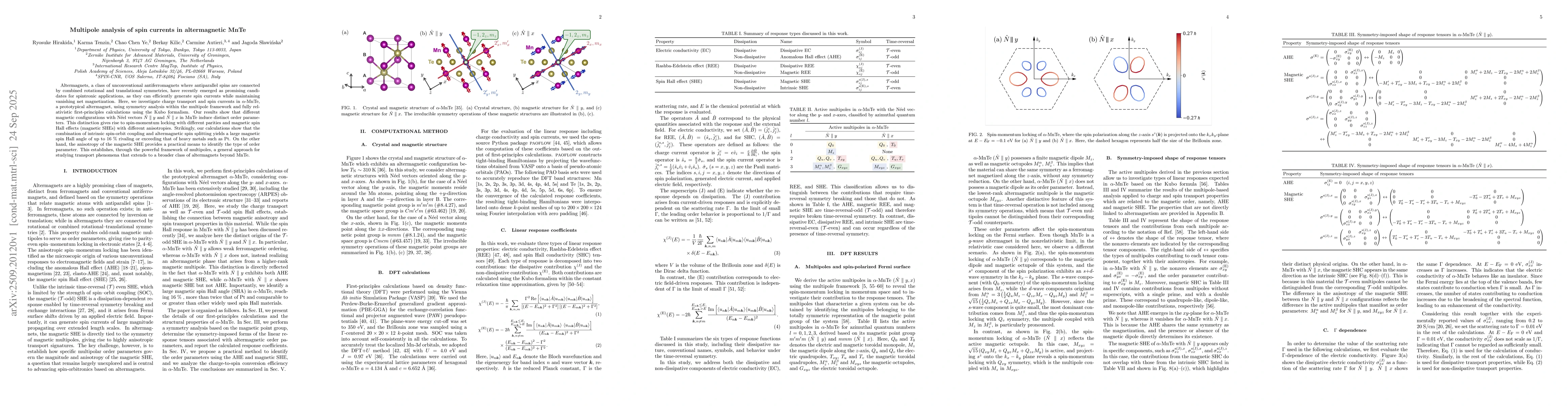 Thumbnail for Multipole analysis of spin currents in altermagnetic MnTe
