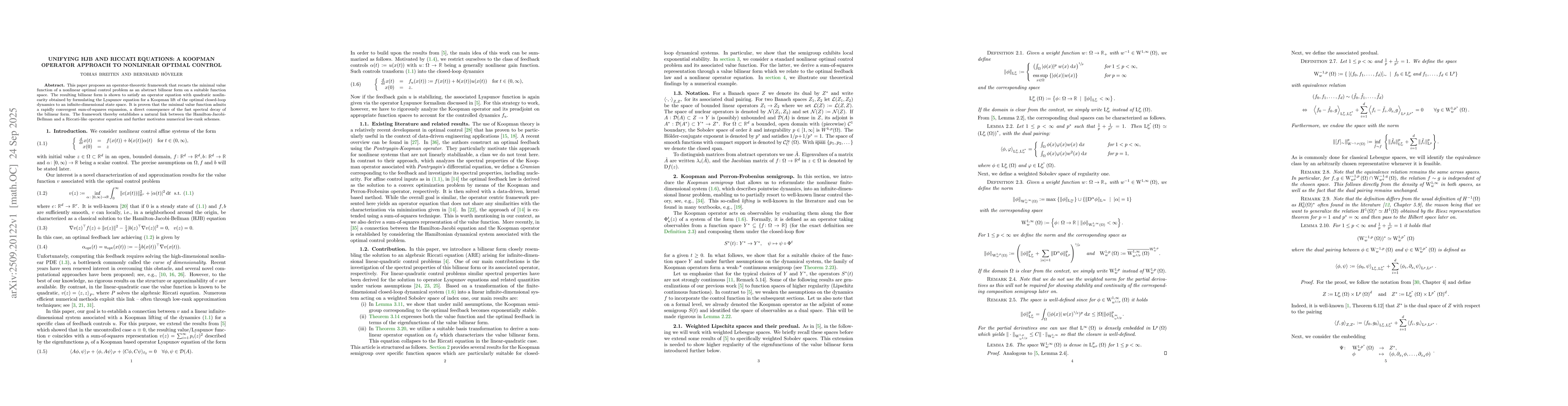 Thumbnail for Unifying HJB and Riccati equations: A Koopman operator approach to
  nonlinear optimal control