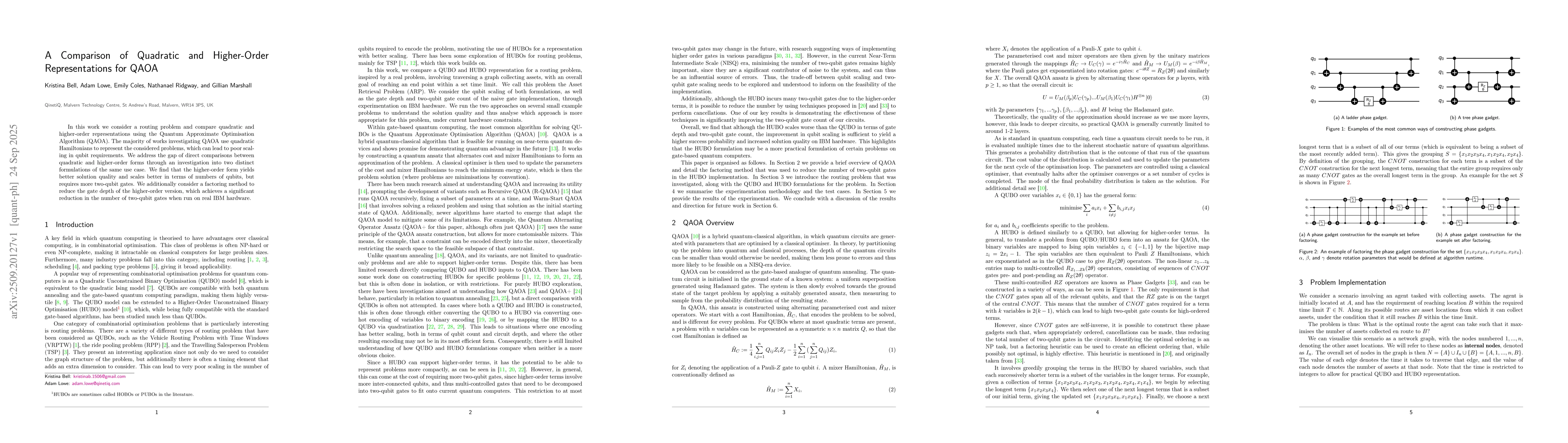 Thumbnail for A Comparison of Quadratic and Higher-Order Representations for QAOA