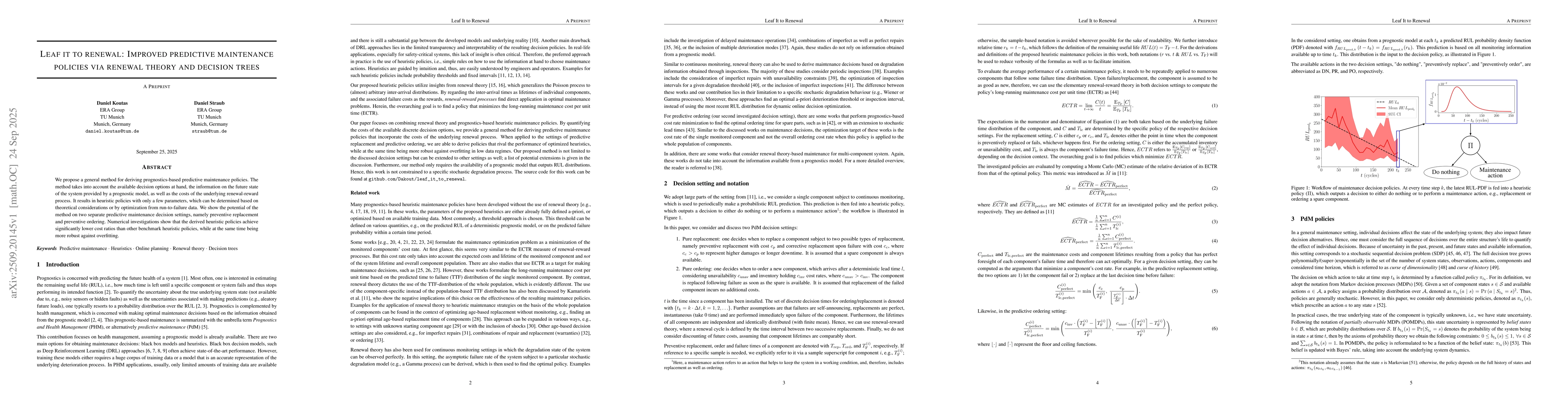 Thumbnail for Leaf it to renewal: Improved predictive maintenance policies via renewal
  theory and decision trees