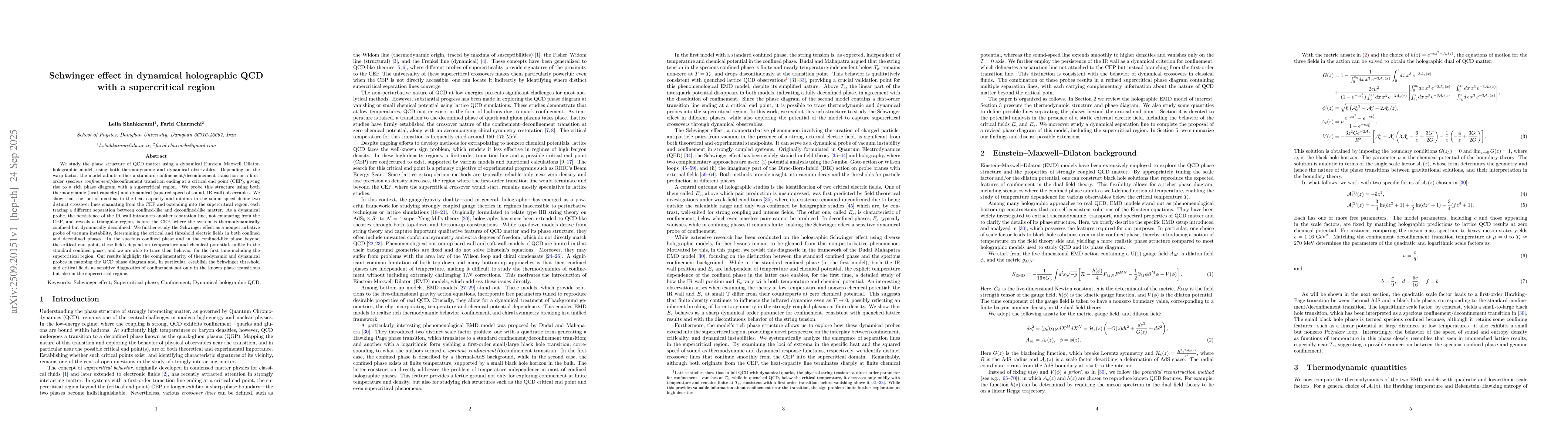 Thumbnail for Schwinger effect in dynamical holographic QCD with a supercritical
  region