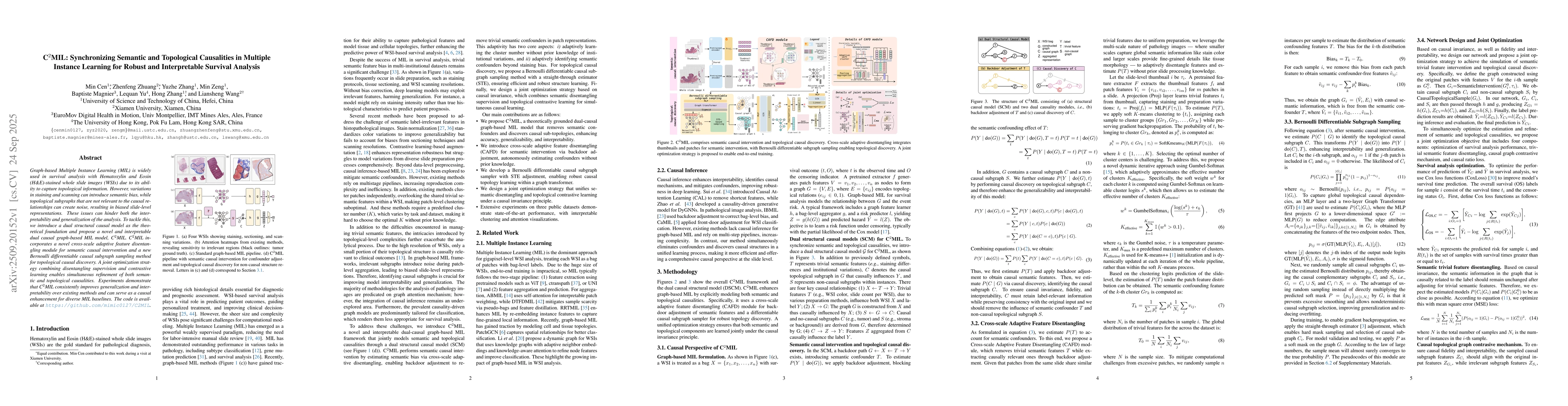 Thumbnail for C$^2$MIL: Synchronizing Semantic and Topological Causalities in Multiple
  Instance Learning for Robust and Interpretable Survival Analysis