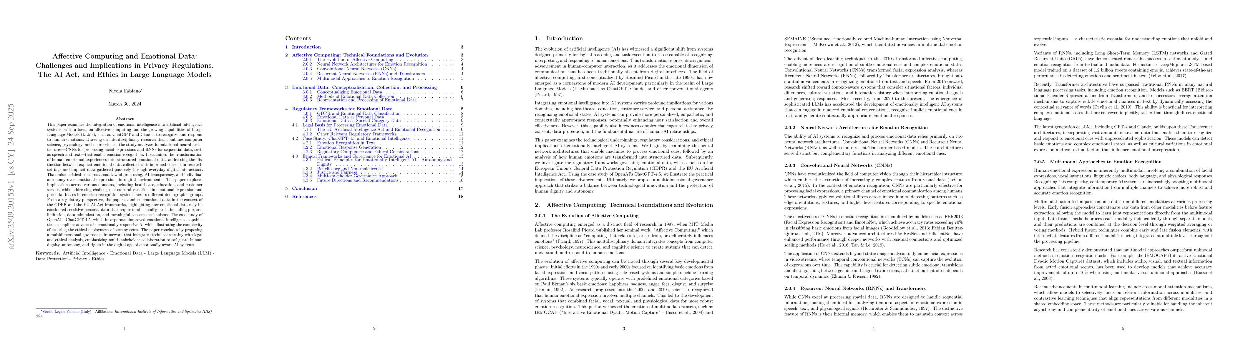 Thumbnail for Affective Computing and Emotional Data: Challenges and Implications in
  Privacy Regulations, The AI Act, and Ethics in Large Language Models