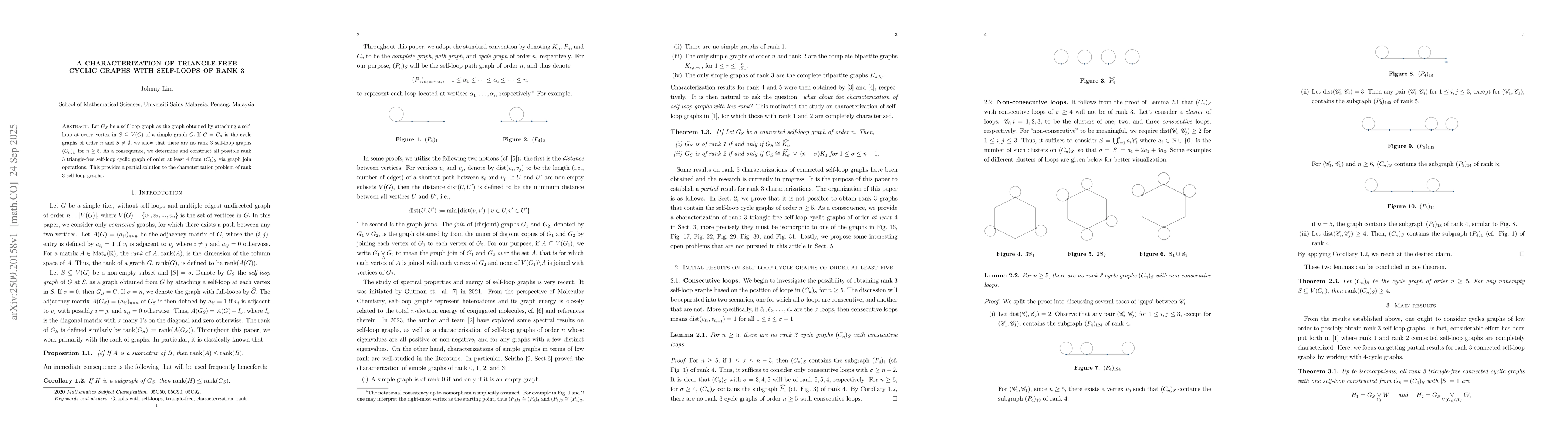 Thumbnail for A Characterization of Triangle-Free Cyclic Graphs With Self-Loops Of
  Rank 3