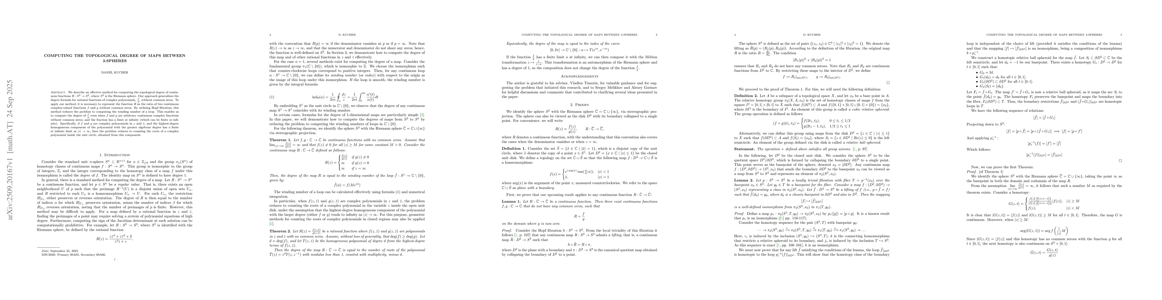 Thumbnail for Computing the Topological Degree of Maps Between 2-Spheres