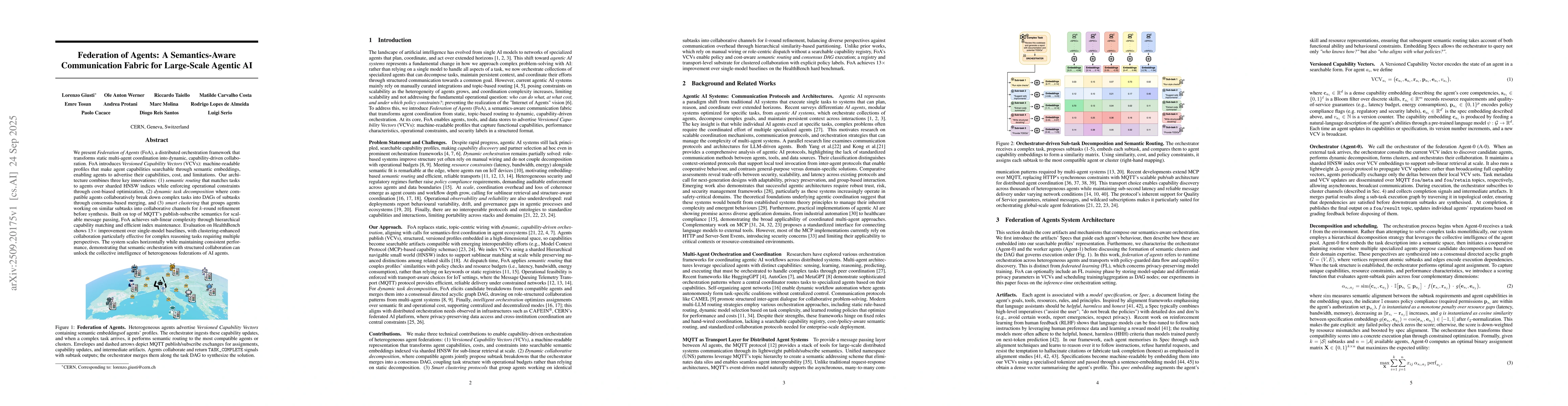 Thumbnail for Federation of Agents: A Semantics-Aware Communication Fabric for
  Large-Scale Agentic AI