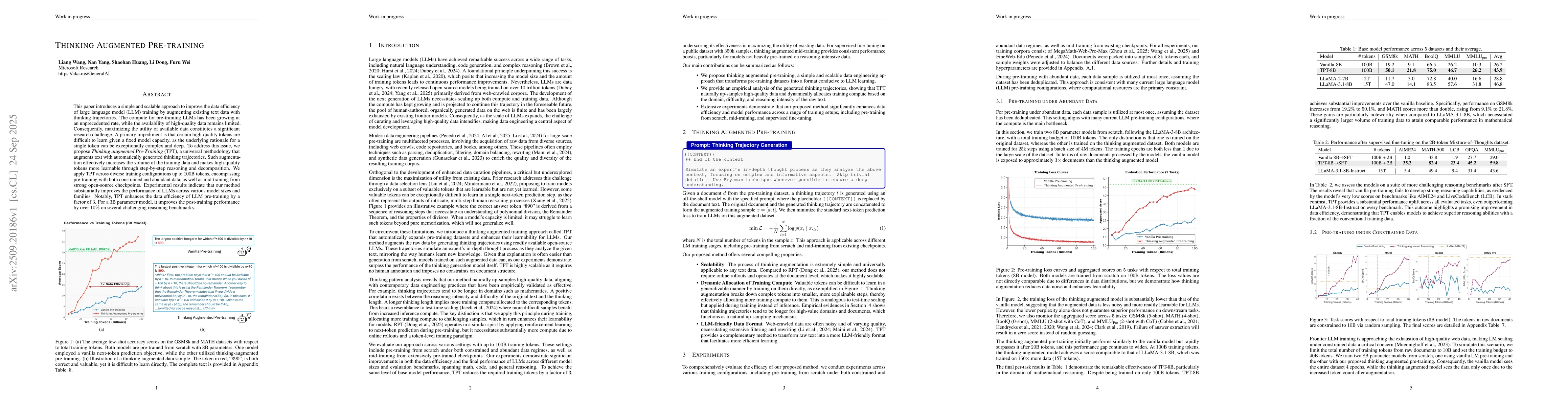 Thumbnail for Thinking Augmented Pre-training