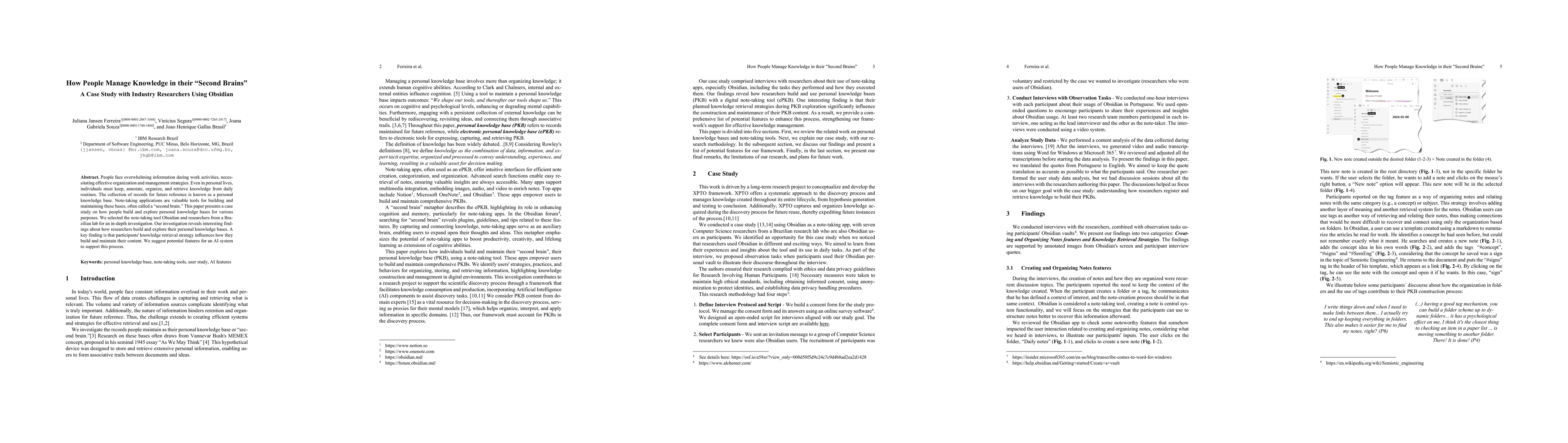 Thumbnail for How People Manage Knowledge in their "Second Brains"- A Case Study with
  Industry Researchers Using Obsidian