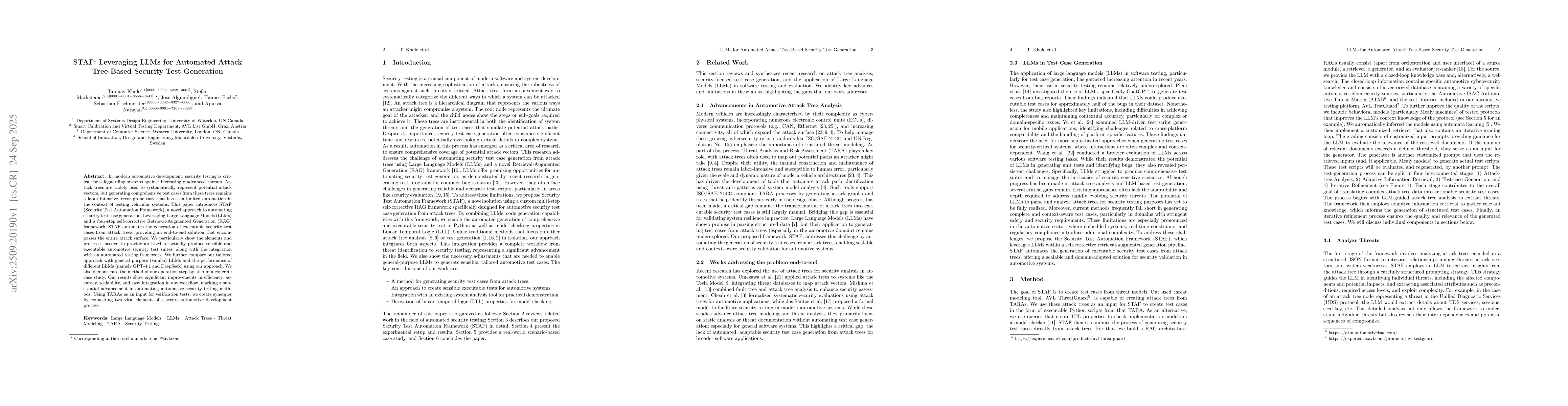 Thumbnail for STAF: Leveraging LLMs for Automated Attack Tree-Based Security Test
  Generation