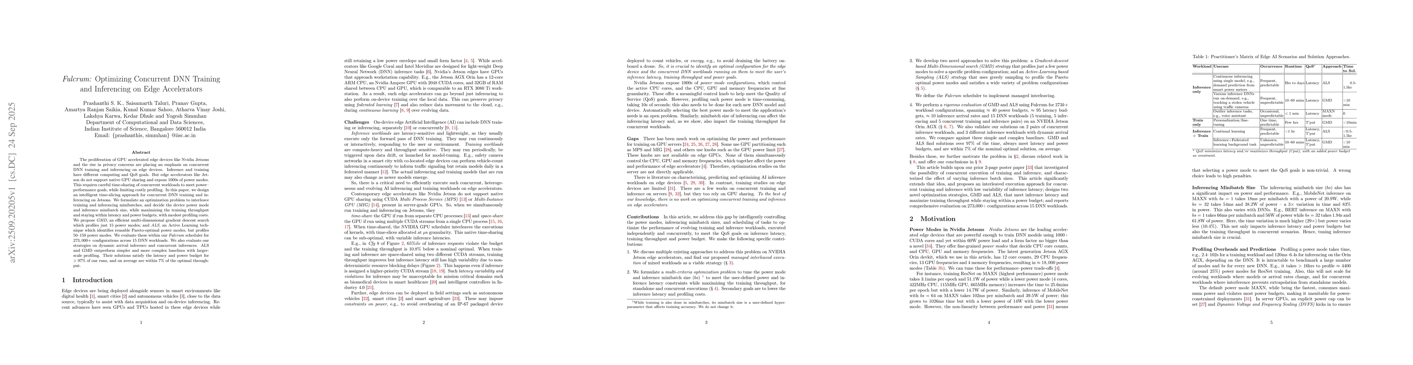 Thumbnail for Fulcrum: Optimizing Concurrent DNN Training and Inferencing on Edge
  Accelerators