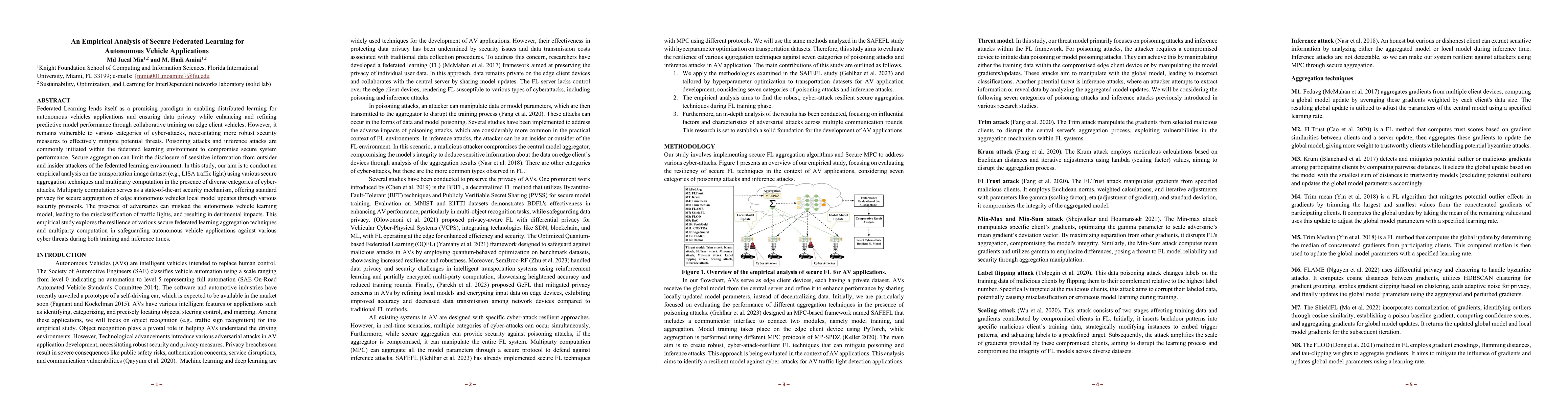 Thumbnail for An Empirical Analysis of Secure Federated Learning for Autonomous
  Vehicle Applications
