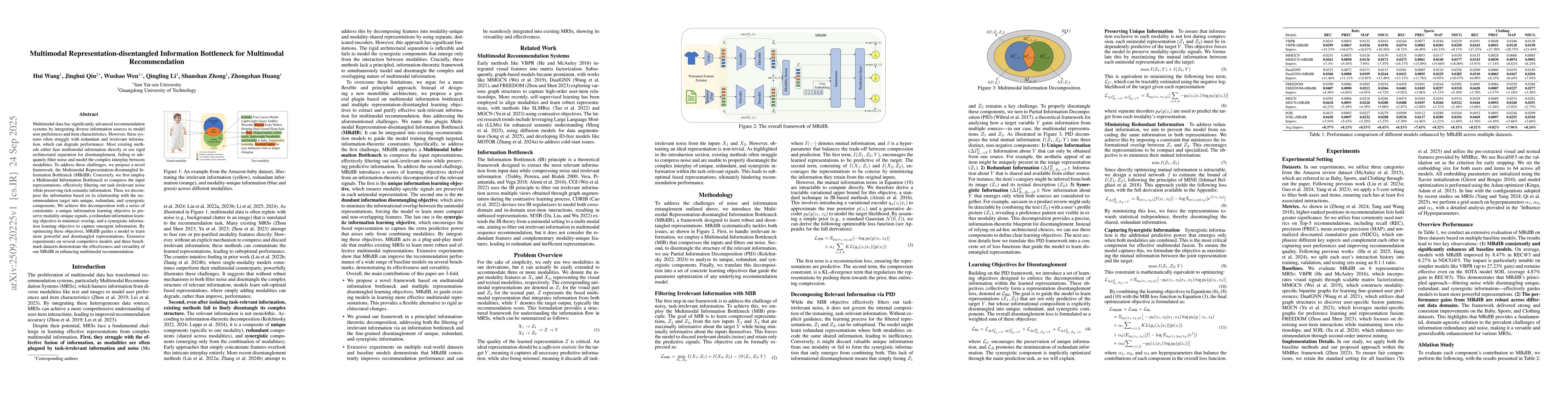 Thumbnail for Multimodal Representation-disentangled Information Bottleneck for
  Multimodal Recommendation