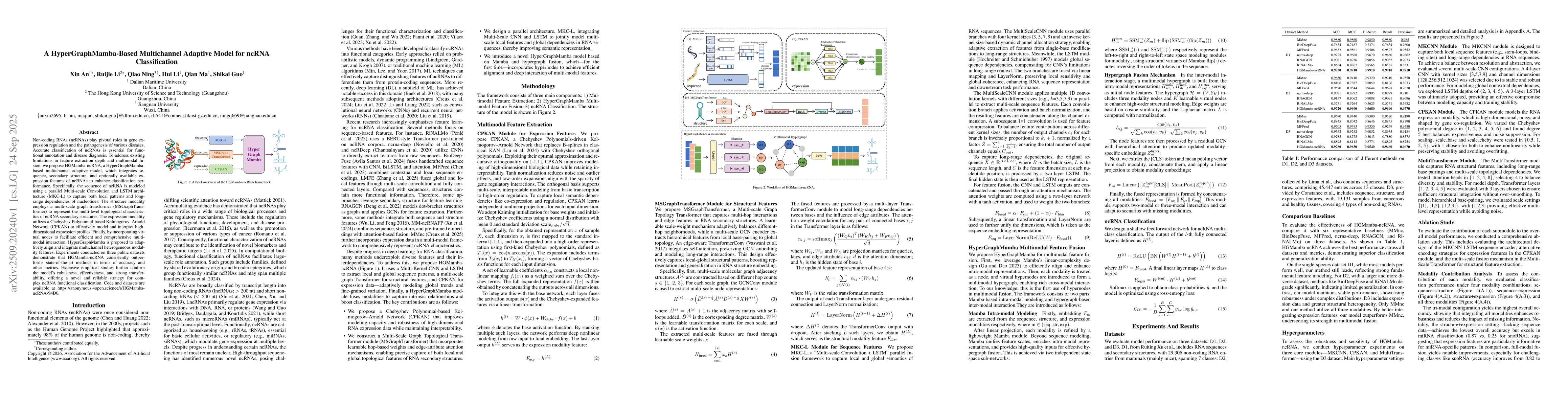 Thumbnail for A HyperGraphMamba-Based Multichannel Adaptive Model for ncRNA
  Classification