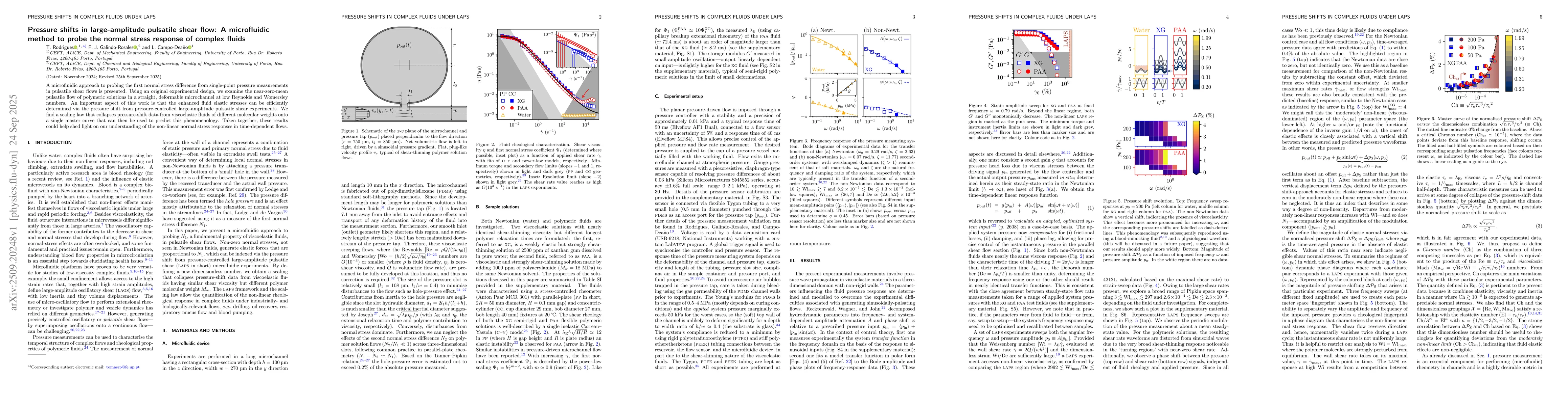 Thumbnail for Pressure shifts in large-amplitude pulsatile shear flow: A microfluidic
  method to probe the normal stress response of complex fluids