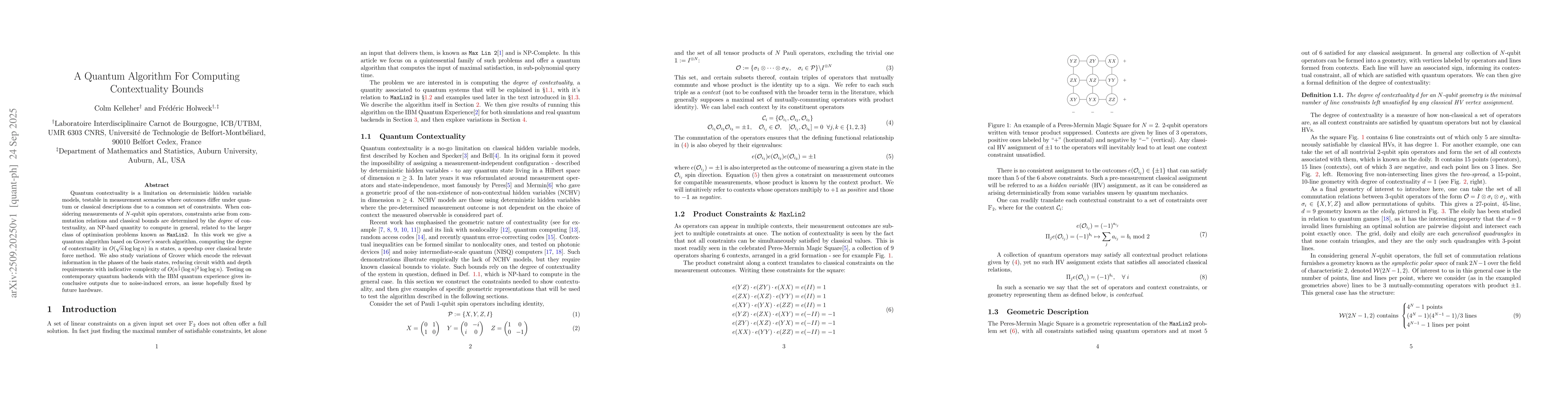 Thumbnail for A Quantum Algorithm For Computing Contextuality Bounds