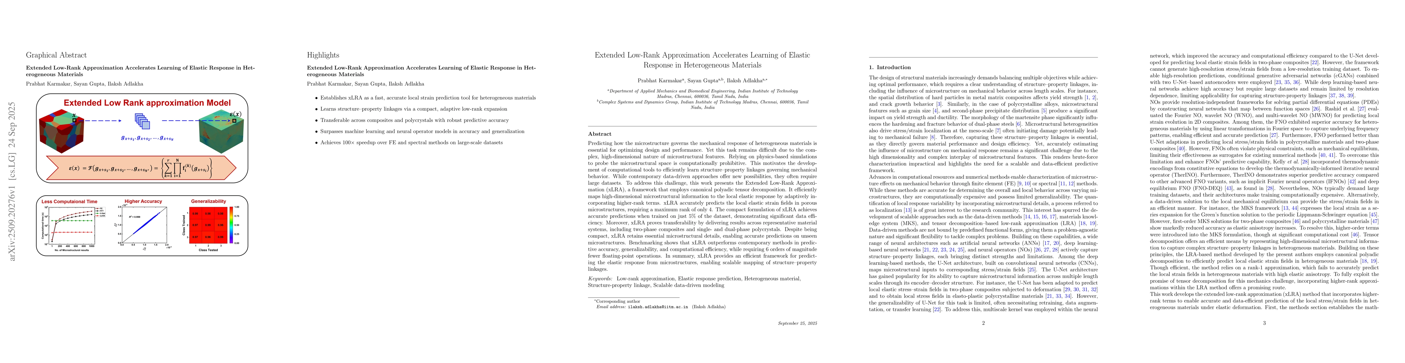 Thumbnail for Extended Low-Rank Approximation Accelerates Learning of Elastic Response
  in Heterogeneous Materials