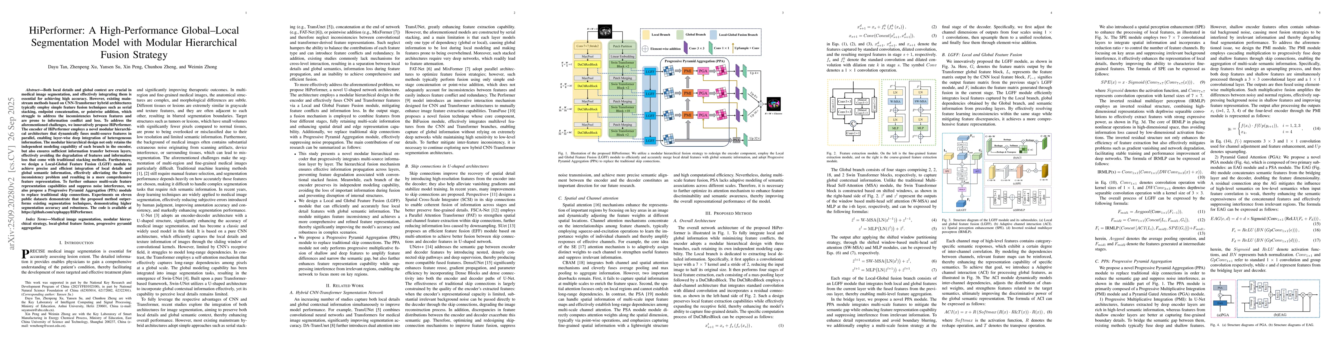 Thumbnail for HiPerformer: A High-Performance Global-Local Segmentation Model with
  Modular Hierarchical Fusion Strategy