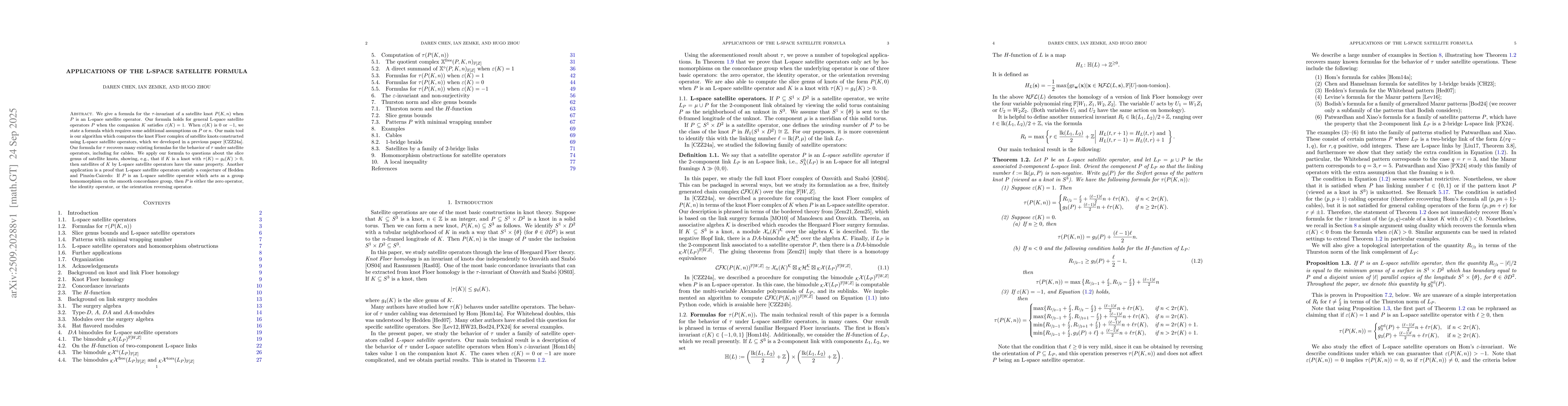 Thumbnail for Applications of the L-space satellite formula
