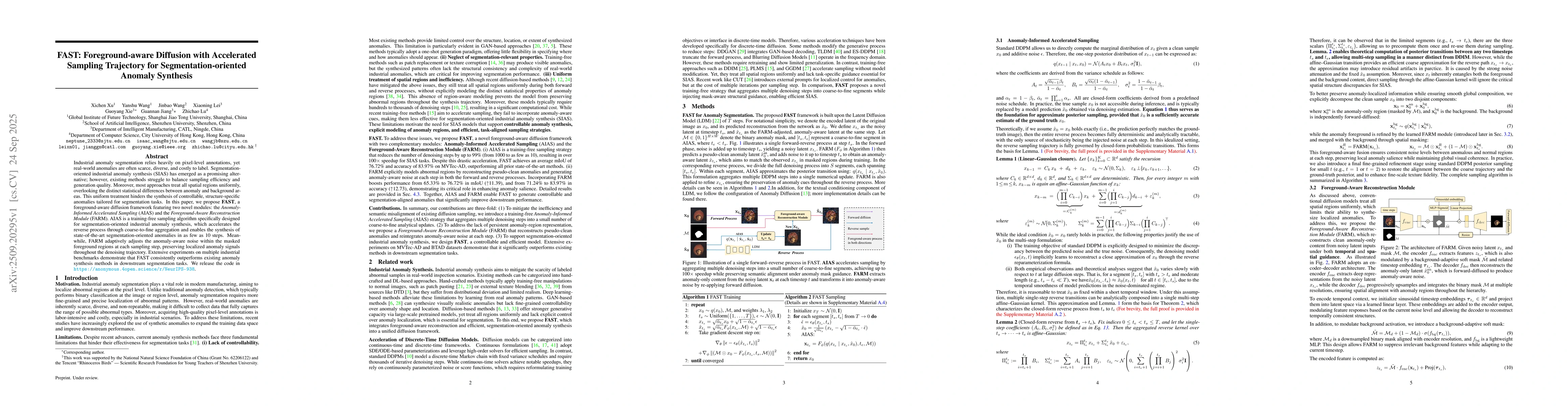 Thumbnail for FAST: Foreground-aware Diffusion with Accelerated Sampling Trajectory
  for Segmentation-oriented Anomaly Synthesis