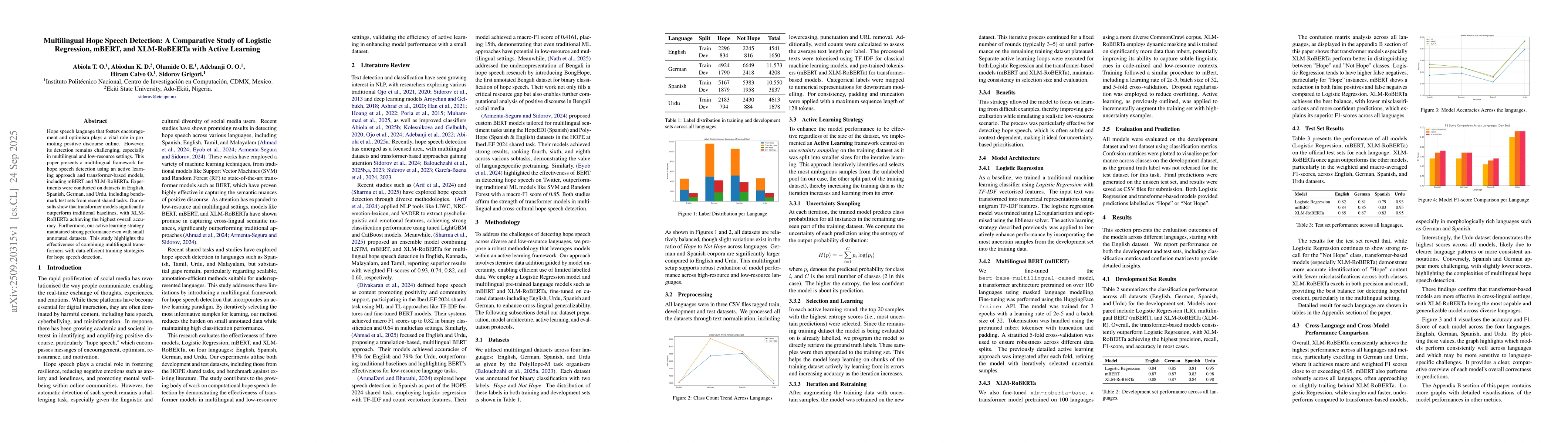 Thumbnail for Multilingual Hope Speech Detection: A Comparative Study of Logistic
  Regression, mBERT, and XLM-RoBERTa with Active Learning