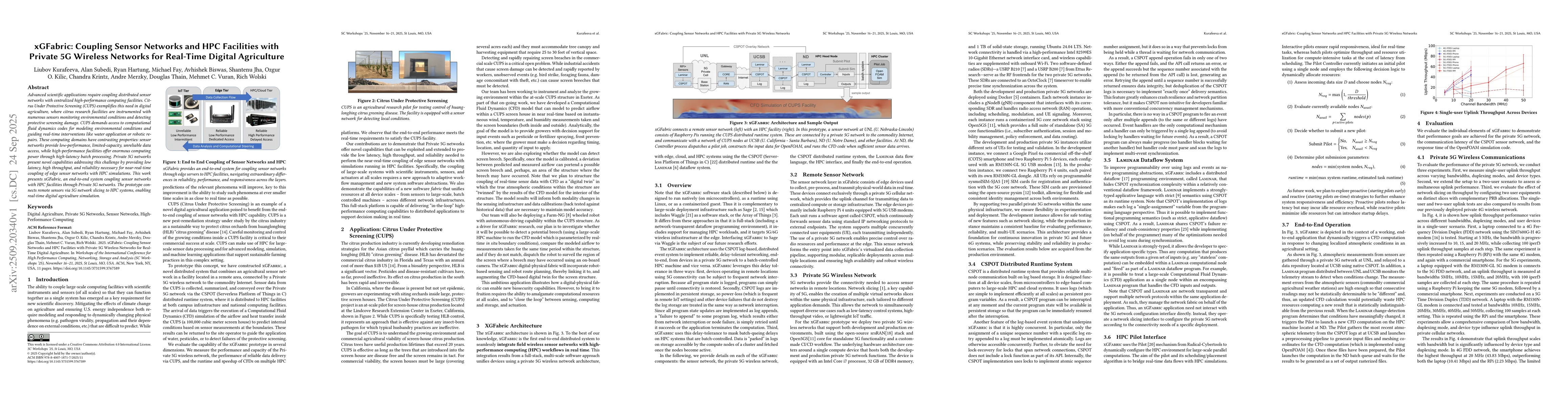 Thumbnail for xGFabric: Coupling Sensor Networks and HPC Facilities with Private 5G
  Wireless Networks for Real-Time Digital Agriculture