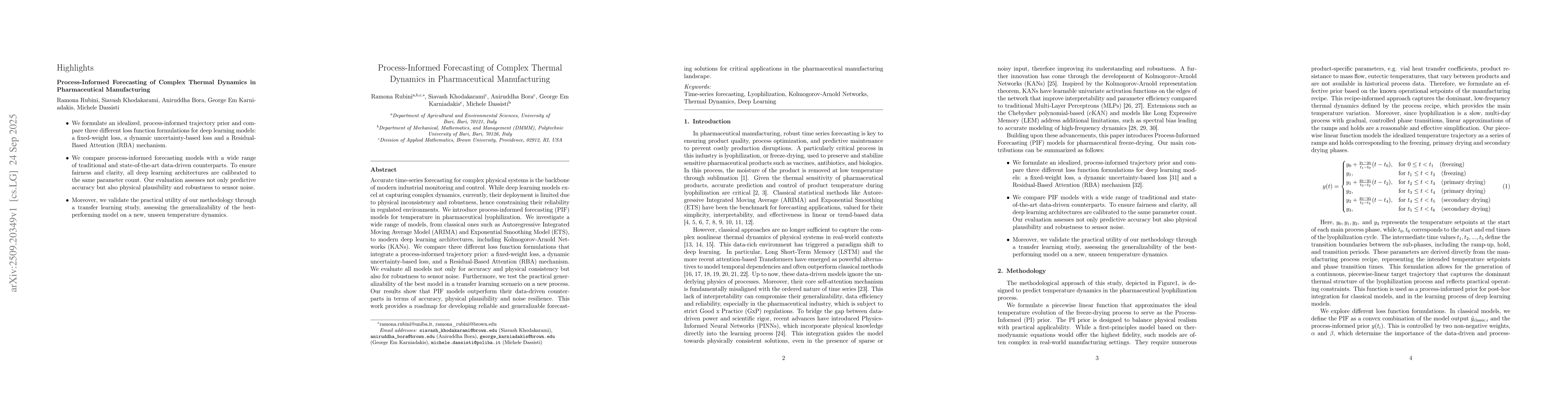 Thumbnail for Process-Informed Forecasting of Complex Thermal Dynamics in
  Pharmaceutical Manufacturing