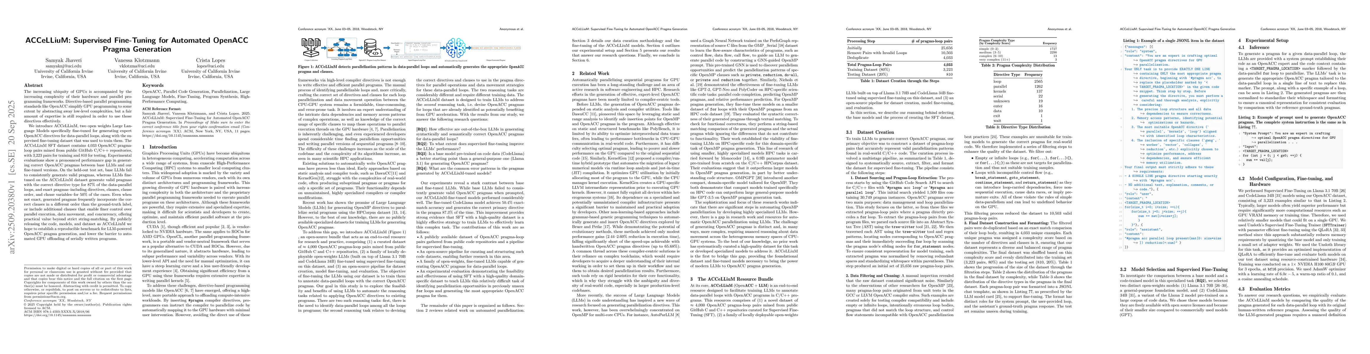 Thumbnail for ACCeLLiuM: Supervised Fine-Tuning for Automated OpenACC Pragma
  Generation