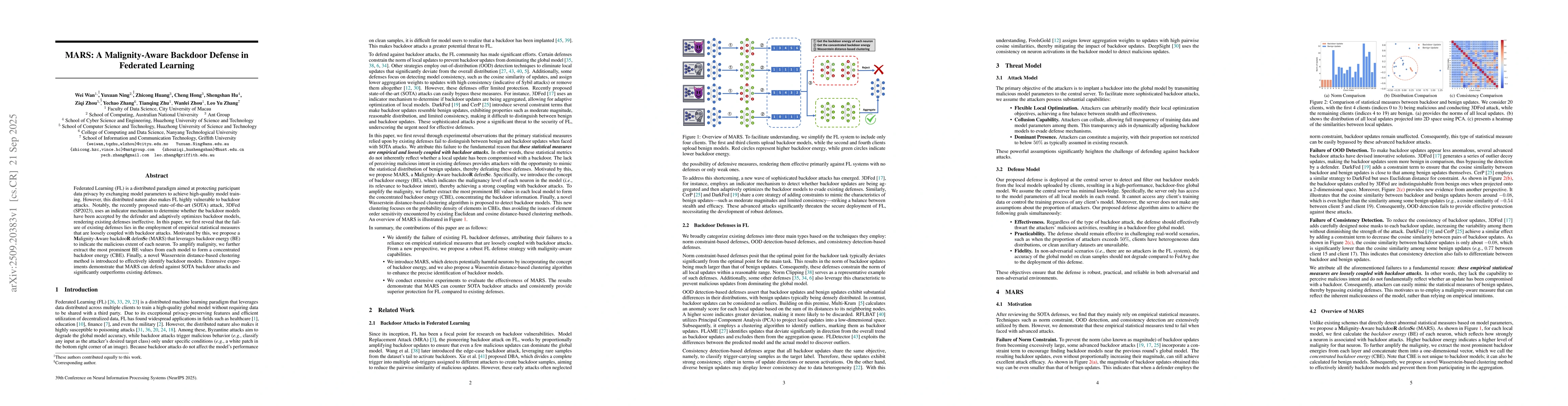 Thumbnail for MARS: A Malignity-Aware Backdoor Defense in Federated Learning