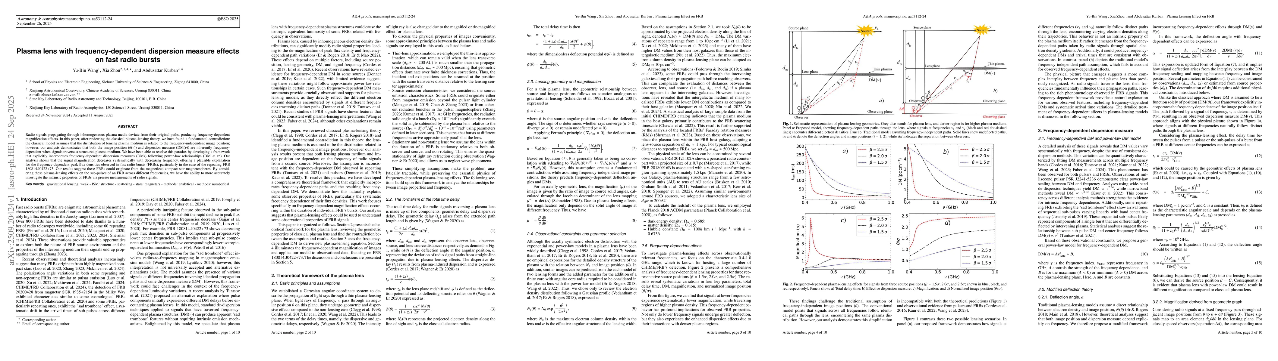 Thumbnail for Plasma lens with frequency-dependent dispersion measure effects on fast
  radio bursts