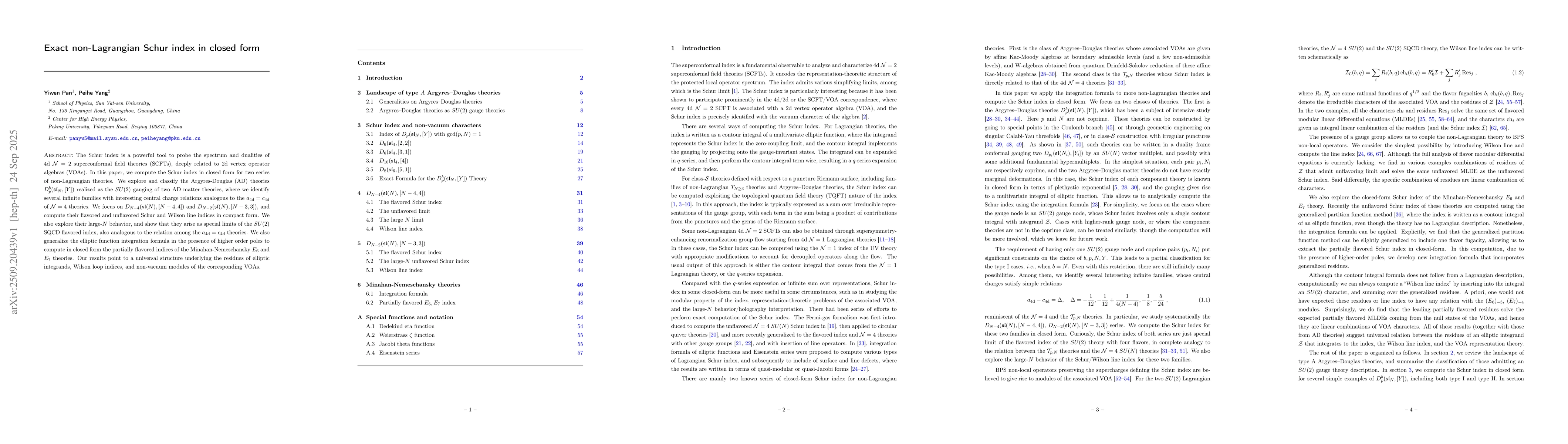 Thumbnail for Exact non-Lagrangian Schur index in closed form
