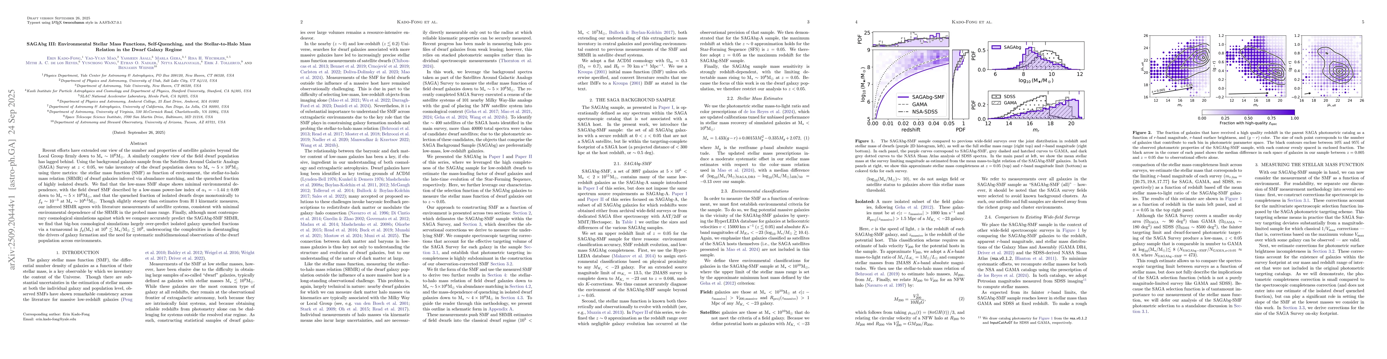 Thumbnail for SAGAbg III: Environmental Stellar Mass Functions, Self-Quenching, and
  the Stellar-to-Halo Mass Relation in the Dwarf Galaxy Regime