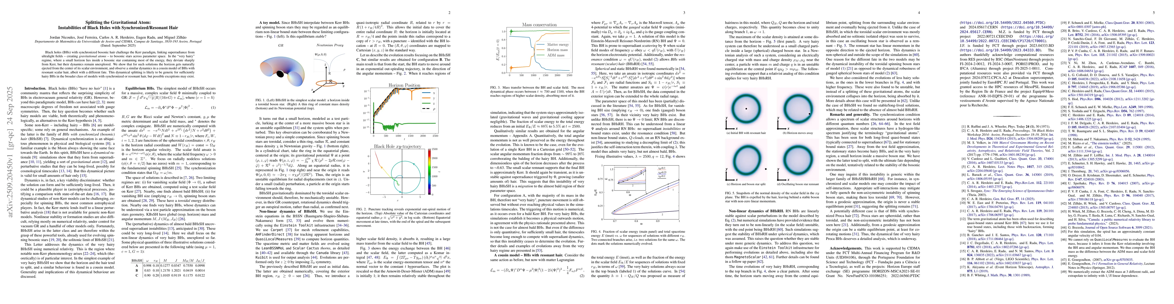 Thumbnail for Splitting the Gravitational Atom: Instabilities of Black Holes with
  Synchronized/Resonant Hair