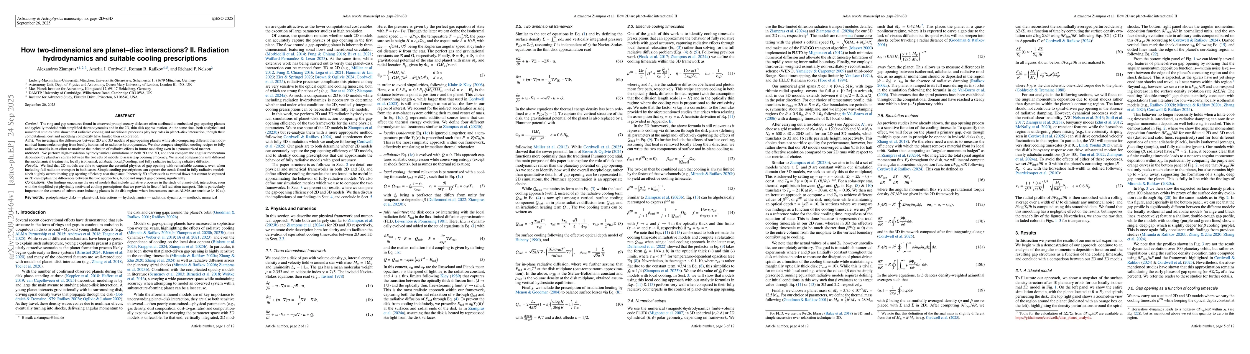 Thumbnail for How two-dimensional are planet-disc interactions? II. Radiation
  hydrodynamics and suitable cooling prescriptions