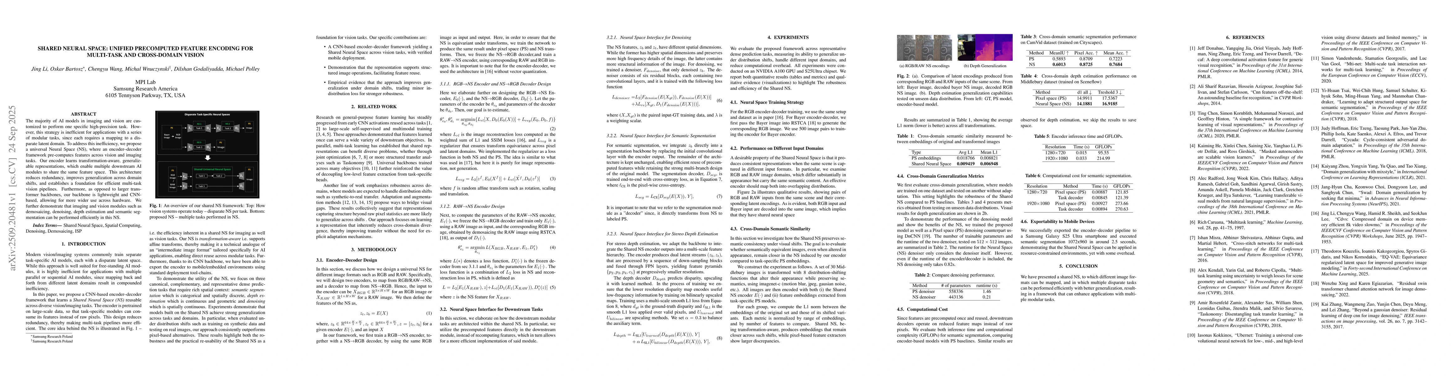 Thumbnail for Shared Neural Space: Unified Precomputed Feature Encoding for Multi-Task
  and Cross Domain Vision