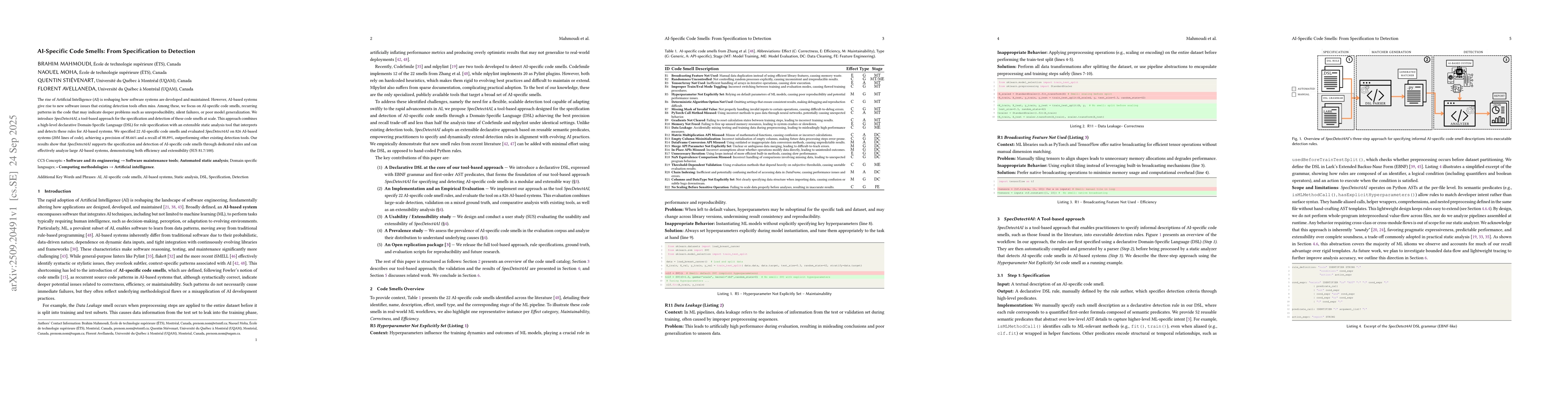 Thumbnail for AI-Specific Code Smells: From Specification to Detection
