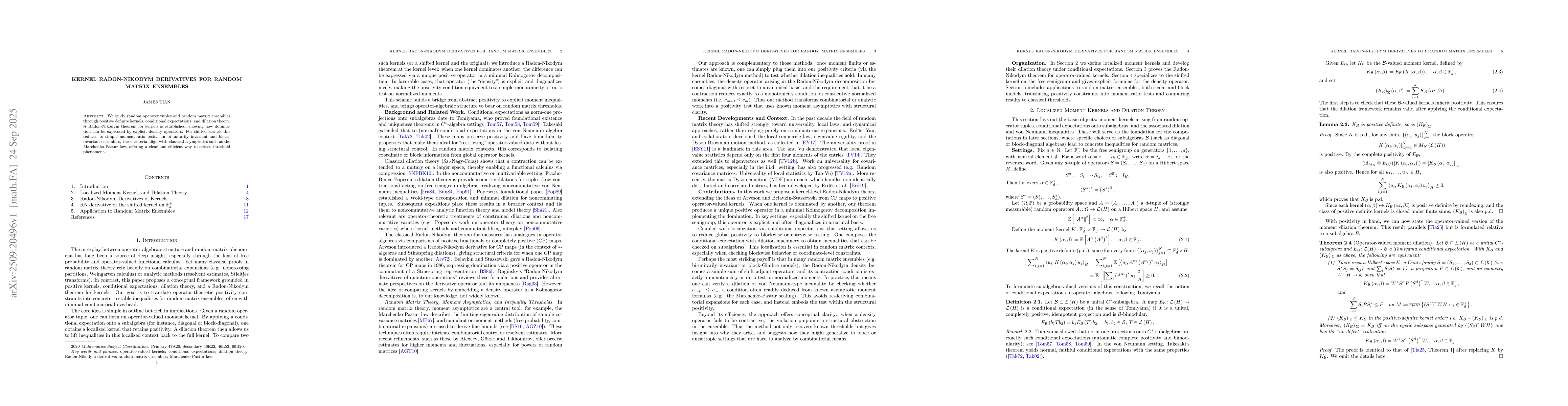 Thumbnail for Kernel Radon-Nikodym Derivatives for Random Matrix Ensembles